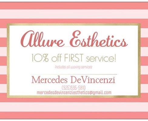 For any first time waxing OR lash fill set, receive 10% off!