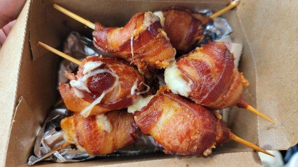 Bacon wrapped cheese curds