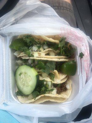 My three meat tacos. Yummy