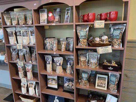 Mixes bread crumbs mugs and dog treats