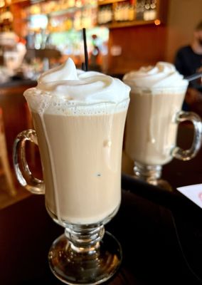 2 Irish coffees are great after a rainy bike ride!