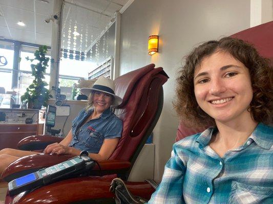 My daughter and I getting our nails done before a family wedding.