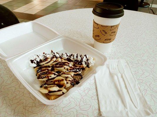 A Banana Nutella crepe! W/ a chai tea latte!