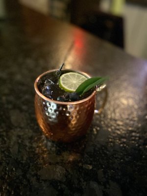 Blueberry basil Moscow mule