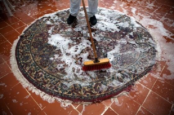 We hand wash delicate handmade rugs