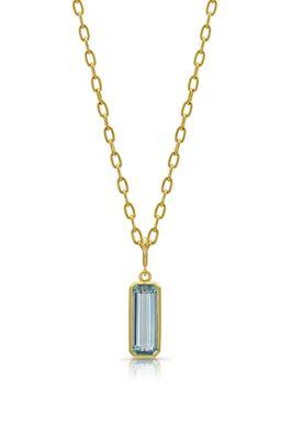 Aquamarine pendant in 18k yellow gold on small oval cable chain