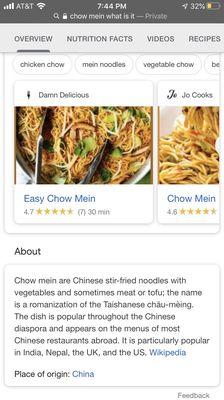 Any sources I look up shows it is a stir fried noodle dish.