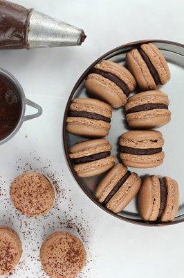 Gluten-free Chocolate ganache macarons. Yummy
  $2.50 each or a dozen for $24