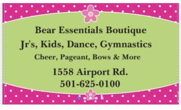 Call during business hours or contact us via our Bear Essentials Facebook page & Instagram @bearessentials1 anytime.