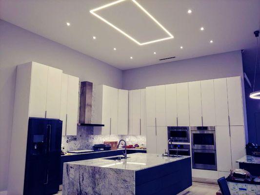 Custom kitchen and lighting