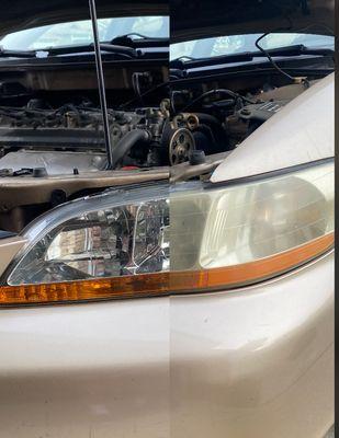 Headlight restoration and 1 year plastic protectant