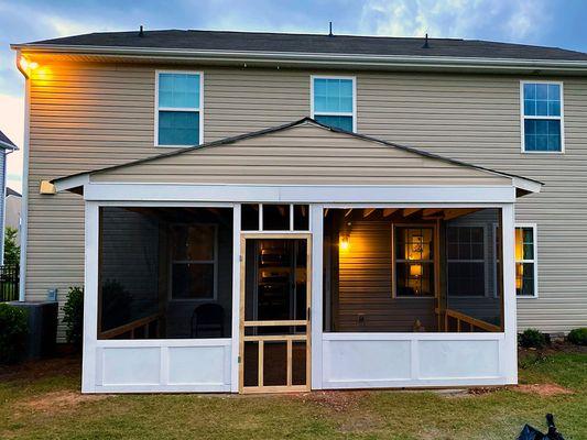 New screened in porch that Rock Hill Decks built for me. They also build a deck on my house as well.