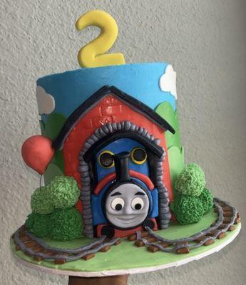 Thomas the train hand sculpted cake