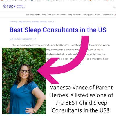 Parent Heroes is honored to receive this designation - Best Child Sleep Consultant in the USA!