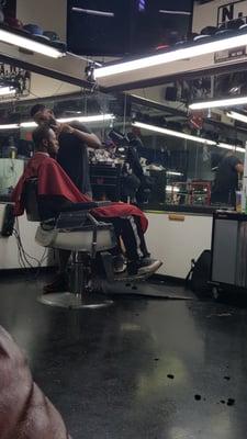 A barber at work