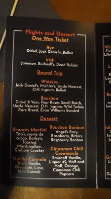 Drink menu