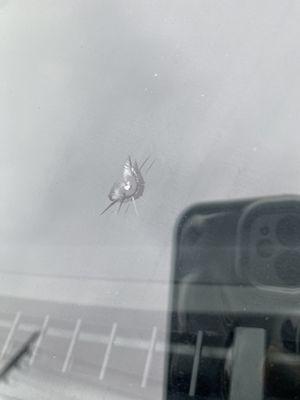 The rock chip damage on my windshield before repair