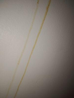 From a water leak from the ceiling