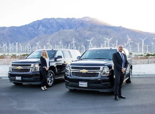 Our Palm Springs staff with windmill farms.