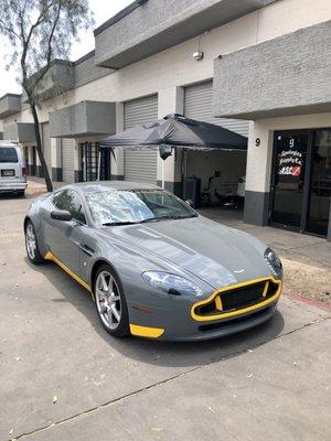 Custom 2-color wrap on this Aston Martin Vantage