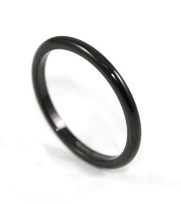 2MM High Polish black Tungsten Carbide Band Ring S