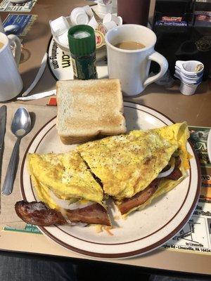 Western omelet with bacon...  YUMM