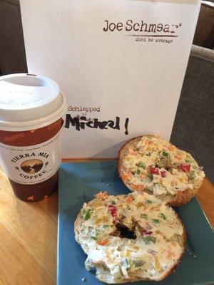 my everything bagel with veggie smear