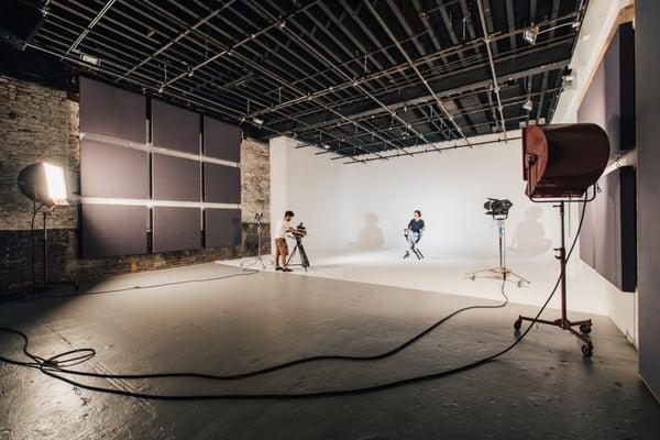 1,650 square foot soundstage with 3-wall cyclorama and lighting grid.