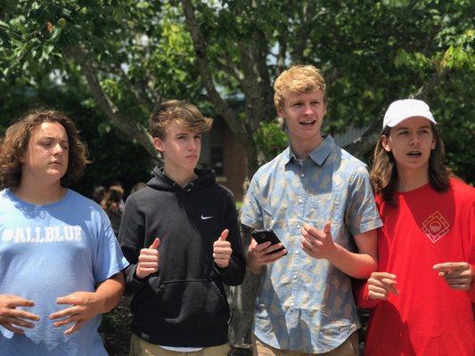 Kid's in courtyard of Gibbs high school