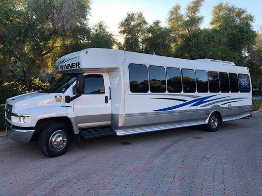 The bus that picked up me and 29 other family members for my wedding.