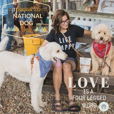 Today is National Dog Day and we love our pups! Pictured above is Angie, our receptionist, with Louie (left) and Murphy (right) at Dogs Day!