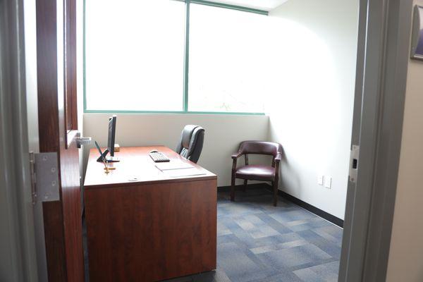 This 10x11 office space is available including your own business address and mailbox. Printer access, Wifi, Guest Reception, break room