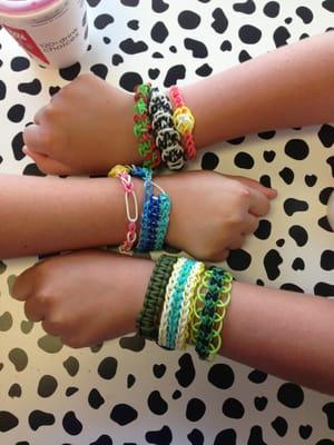 Rainbow Loom bracelets made at Rainbow Loom class at DyeNamic Creations!