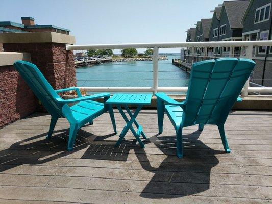 Relaxation deck, overlooking Lake Michigan.