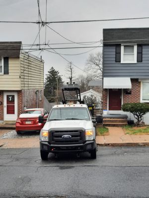 Tight squeeze and a little snow in Laureldale today! If you can fit a car we can typically fit our dumpsters!