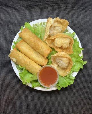 Vegetable fried egg roll & friend Chicken Wonton