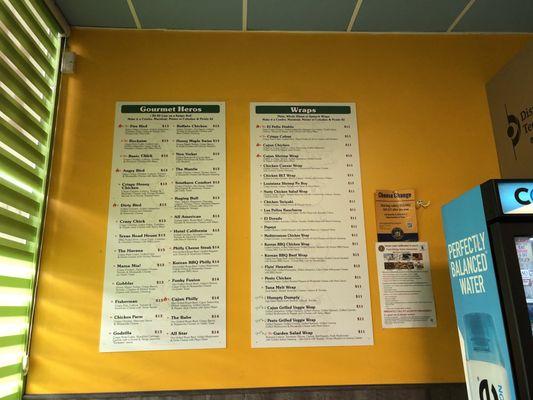 New menu on wall by table