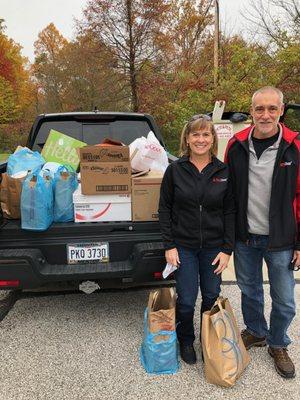 Helping with the Bainbridge Food Pantry drive.