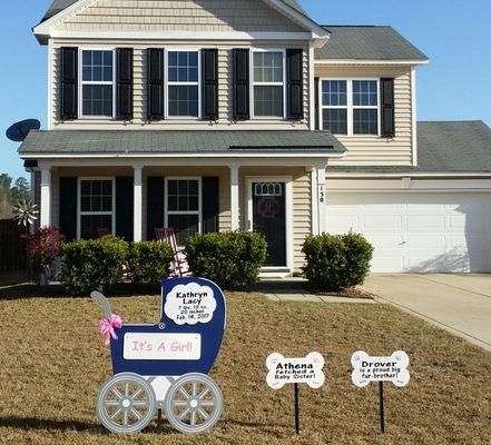 Carriage Stroller New Baby Sign Fayetteville, NC Sandhills Baby&Birthday Signs 910-723-4784