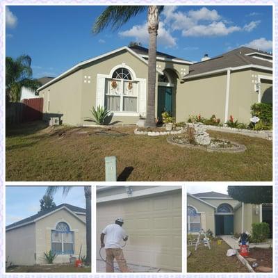 This exterior of the residence was cleaned repaired and coated with durable paint. It will look good for many years to come.