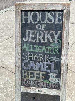 Tarpon Springs House of Jerky sidewalk sign