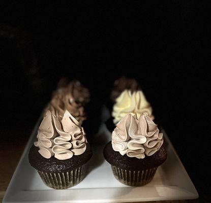 Chocolate cupcakes with vanilla bean buttercream.