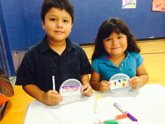 Kids at the Boys and Girls Club of San Diego, CA making 'Lids of Encouragement'