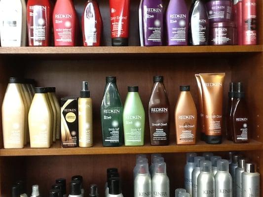 We sell SudzzFX, Redken, Paul Mitchell, Joico, Earthly Botanicals, Bosley, and Woody's men's grooming