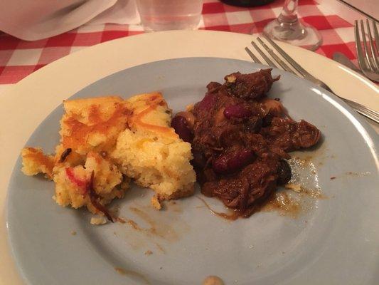 Venison chili and jalapeno cornbread