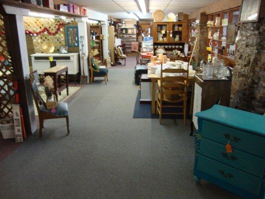 The view from the steps in the large basement.