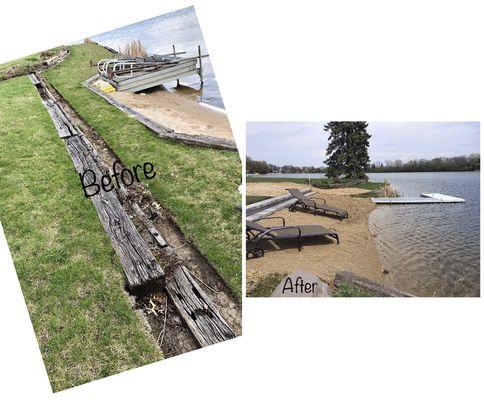 Retaining wall before & after