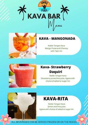 A few of shaka y'all's delicious kava beverages