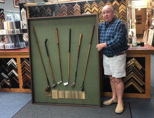 Vintage golf clubs framed by Tom Geary and his amazing staff!