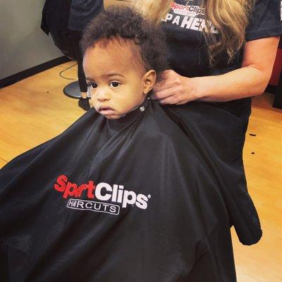 My 15 month old son's first hair cut